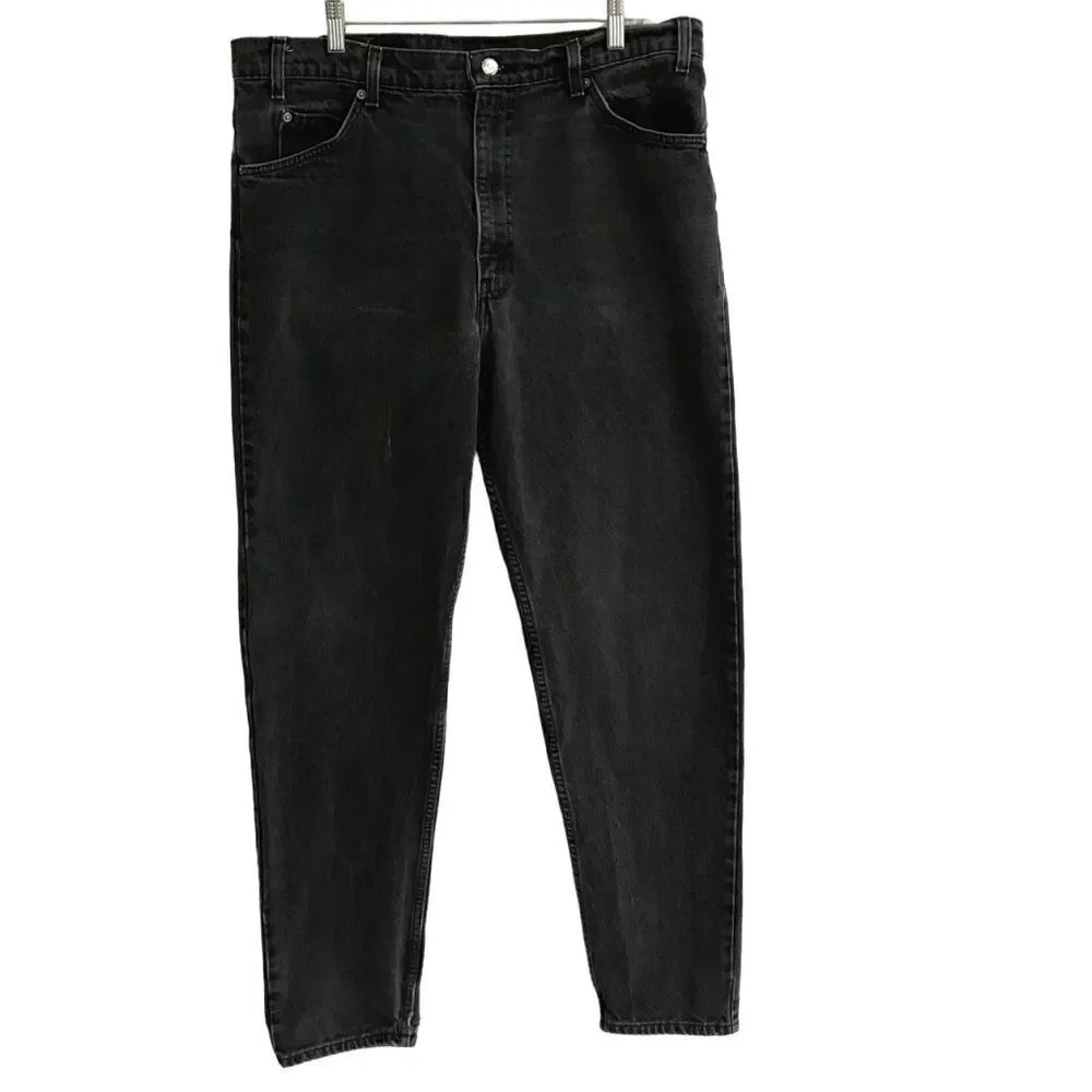 Vintage Levi’s‎ 550 relaxed fit tapered legged black denim orange tab jeans 38